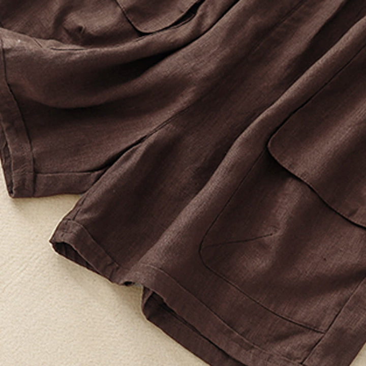 Buddha Stones Summer Casual Plain Cotton Linen Women's Elasti Straight Shorts With Pockets - image 10