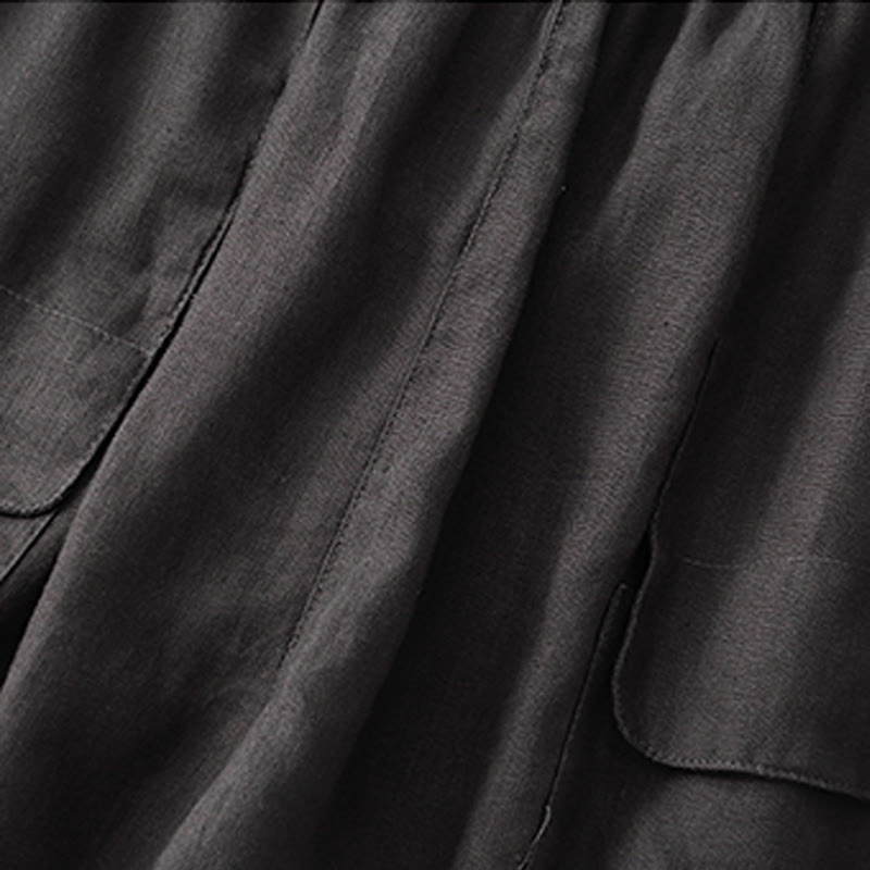 Buddha Stones Summer Casual Plain Cotton Linen Women's Elasti Straight Shorts With Pockets - image 26