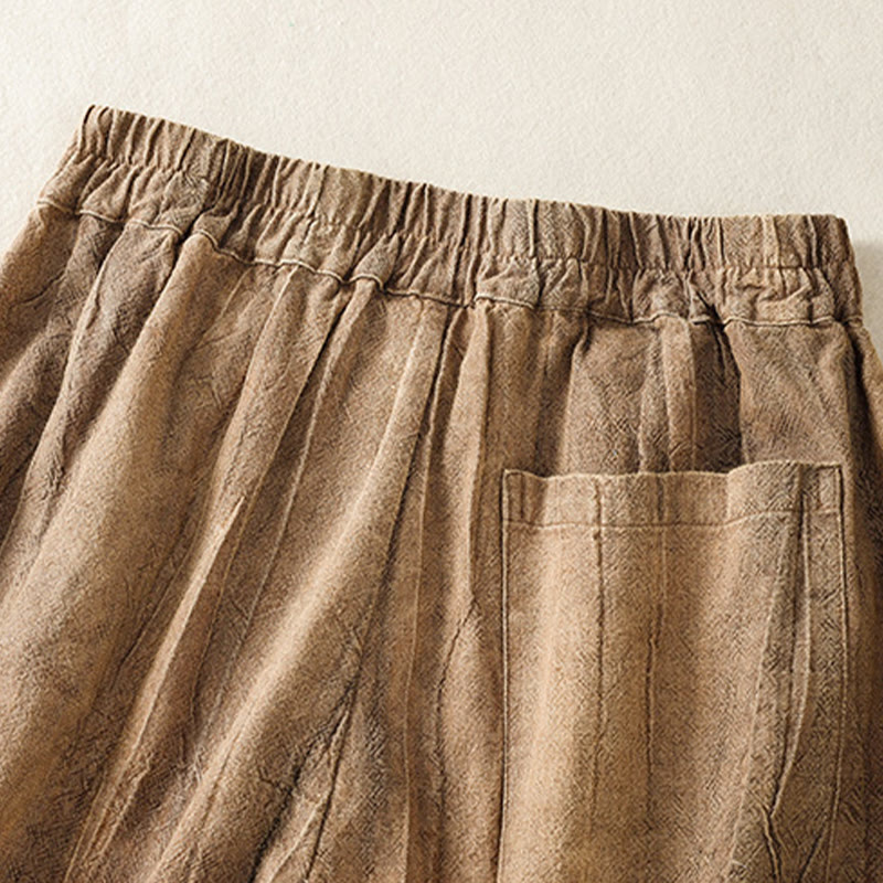 Buddha Stones Summer Casual Tie-dye Plain Cotton Women's Shorts With Pockets - image 8