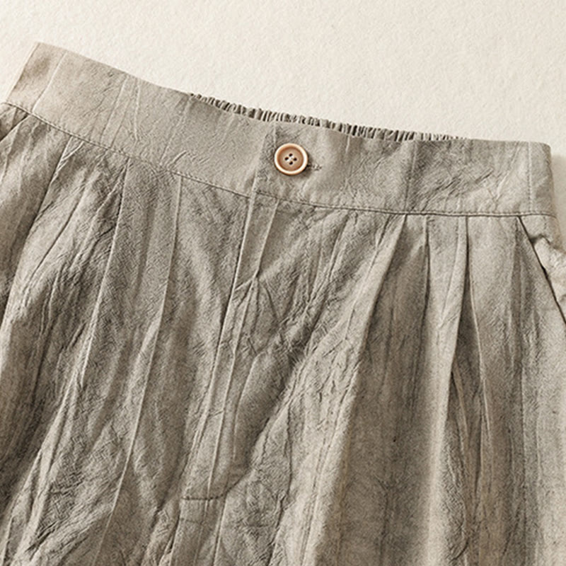 Buddha Stones Summer Casual Tie-dye Plain Cotton Women's Shorts With Pockets - image 16