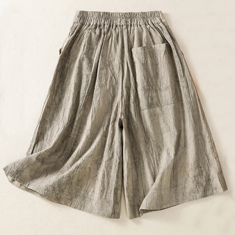 Buddha Stones Summer Casual Tie-dye Plain Cotton Women's Shorts With Pockets - image 11