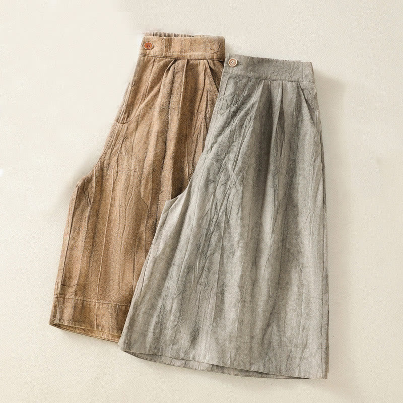 Buddha Stones Summer Casual Tie-dye Plain Cotton Women's Shorts With Pockets - image 18