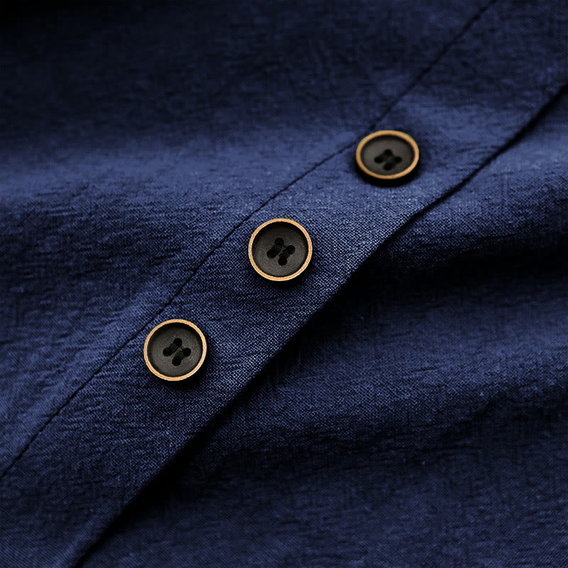 Buddha Stones Casual Summer Pure Color Jacquard Button Crew Neck Cotton Women's Short Sleeve T-Shirt - image 13