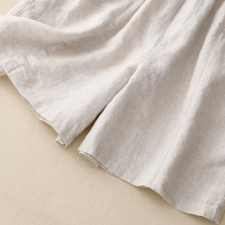 Buddha Stones Summer Casual Buttons Plain Cotton Women's Shorts With Pockets - image 12