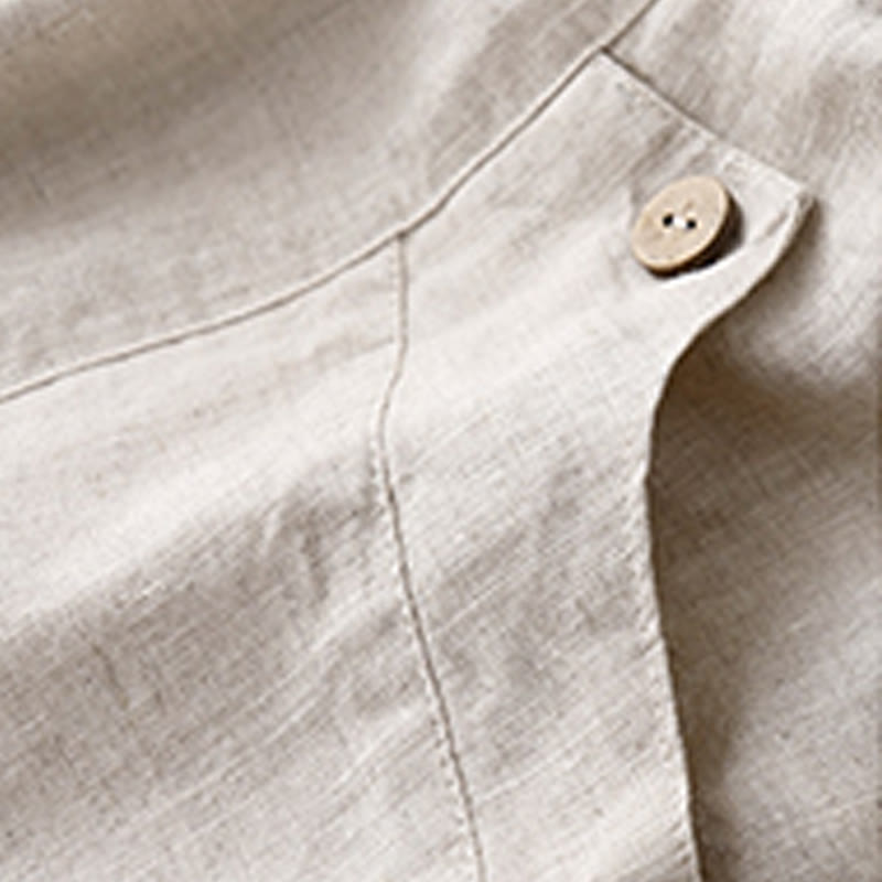 Buddha Stones Summer Casual Buttons Plain Cotton Women's Shorts With Pockets - image 9