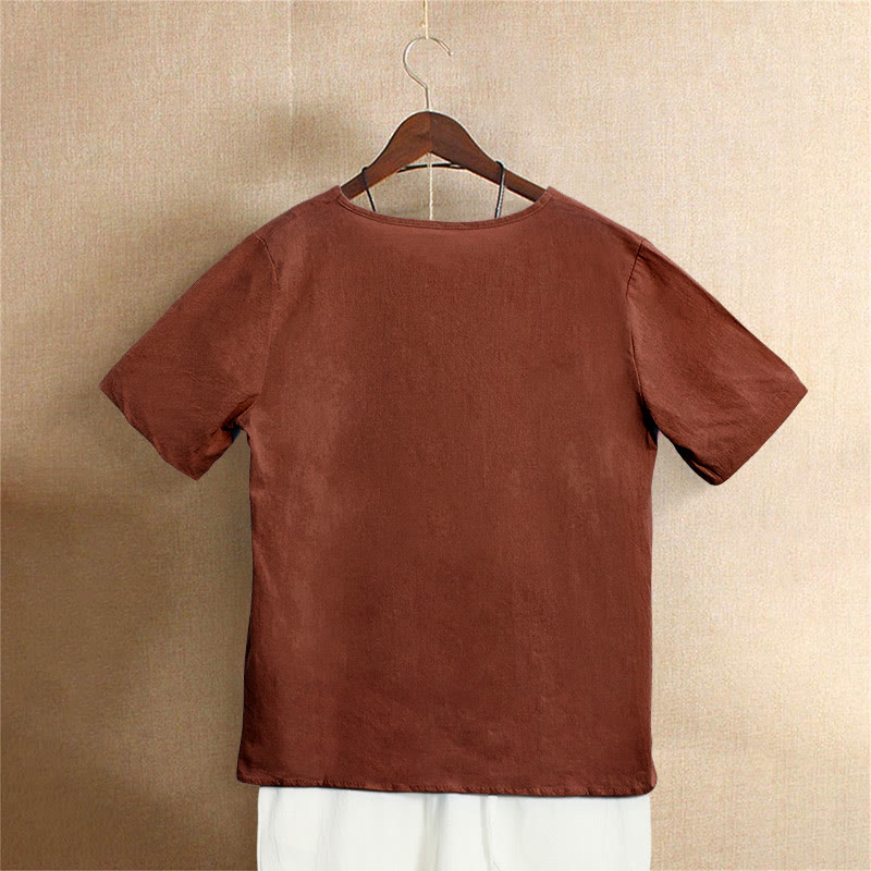 Buddha Stones Casual Summer Pure Color Jacquard Button Crew Neck Women's Short Sleeve T-Shirt - image 26