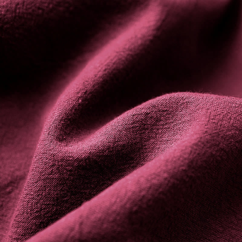 Buddha Stones Casual Summer Pure Color Jacquard Button Crew Neck Cotton Women's Short Sleeve T-Shirt - image 34