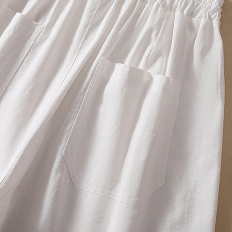 Buddha Stones Summer Casual Elastic Waist Plain Women's Polyester Shorts With Pockets - image 10