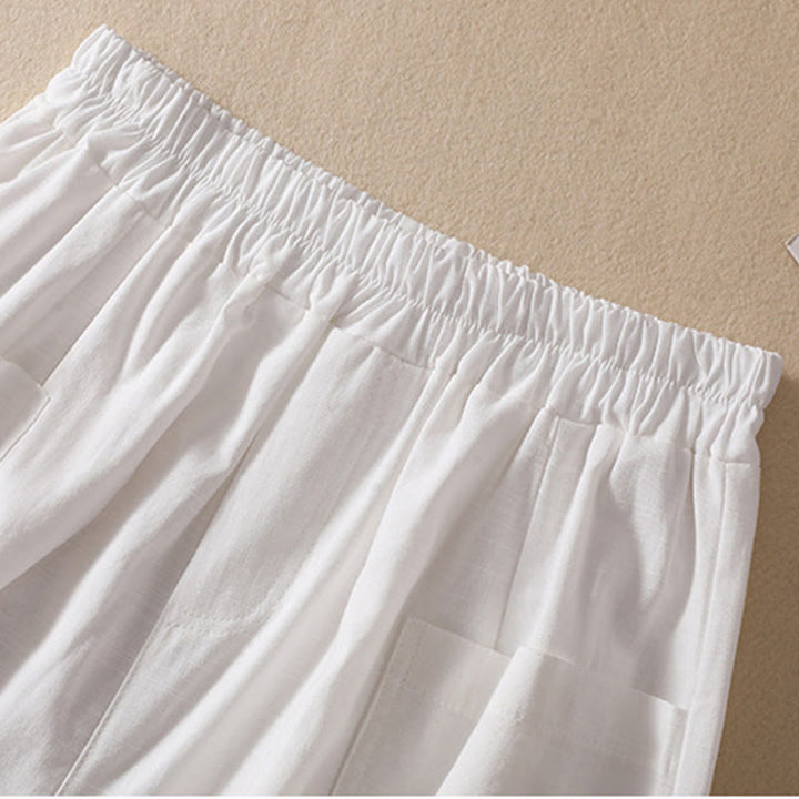 Buddha Stones Summer Casual Elastic Waist Plain Women's Polyester Shorts With Pockets - image 11