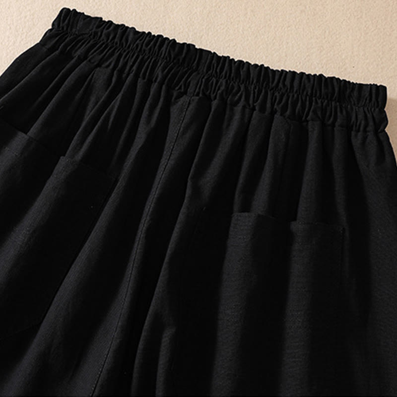 Buddha Stones Summer Casual Elastic Waist Plain Women's Polyester Shorts With Pockets - image 15
