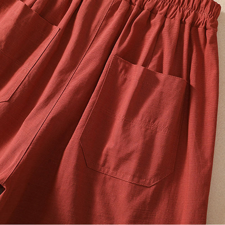 Buddha Stones Summer Casual Elastic Waist Plain Women's Polyester Shorts With Pockets - image 24