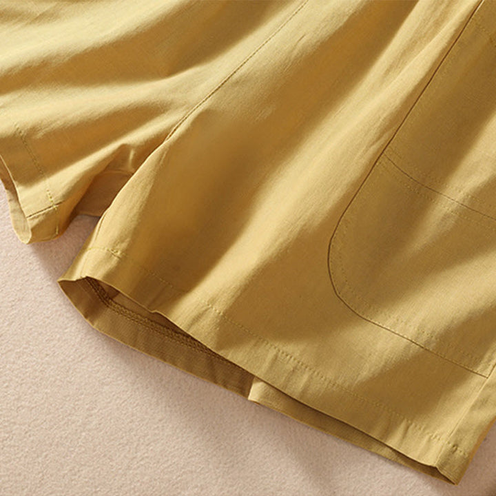 Buddha Stones Summer Casual Elastic Waist Plain Women's Polyester Shorts With Pockets - image 30