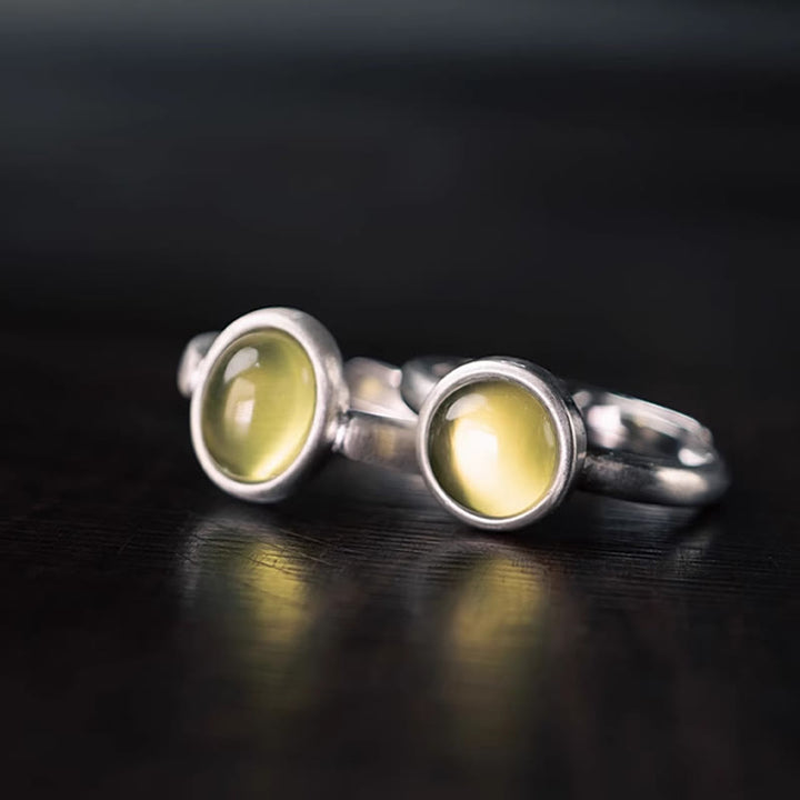 Buddha Stones Natural 925 Sterling Silver Prehnite Citrine Adjustable Happiness Ring - image 10