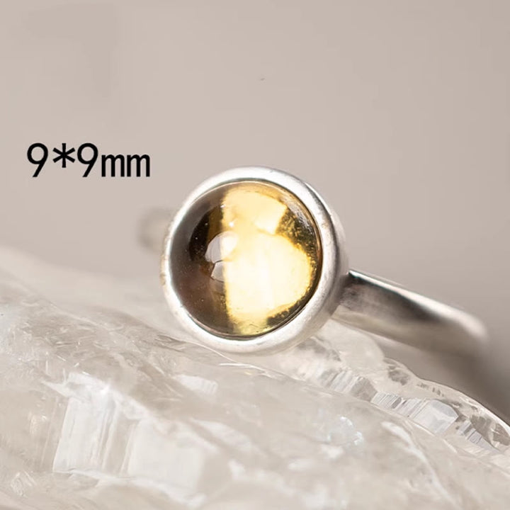 Buddha Stones Natural 925 Sterling Silver Prehnite Citrine Adjustable Happiness Ring