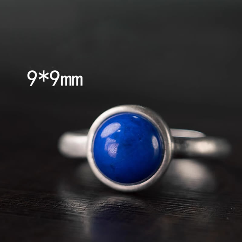 Buddha Stones Natural 925 Sterling Silver Lazurite Lapis Lazuli Turquoise Adjustable Balance Ring - image 1