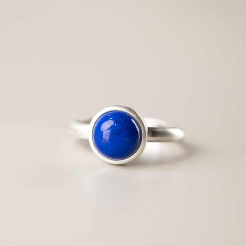 Buddha Stones Natural 925 Sterling Silver Lazurite Lapis Lazuli Turquoise Adjustable Balance Ring - image 2