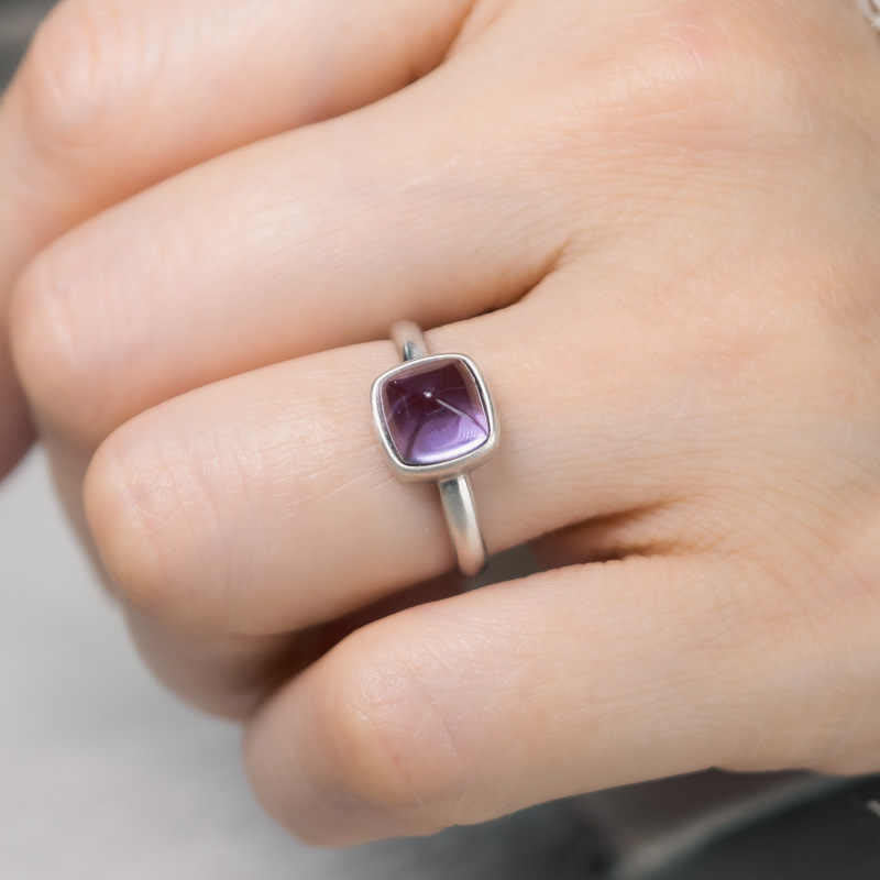 Buddha Stones Natural 925 Sterling Silver Amethyst Adjustable Balance Ring - image 12