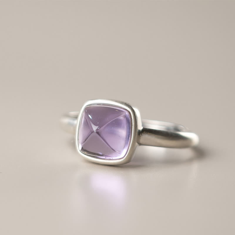 Buddha Stones Natural 925 Sterling Silver Amethyst Adjustable Balance Ring - A Style(About 8*8mm) - image 8
