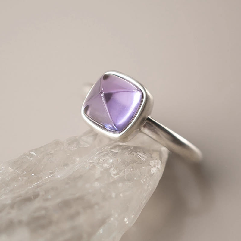 Buddha Stones Natural 925 Sterling Silver Amethyst Adjustable Balance Ring - image 9