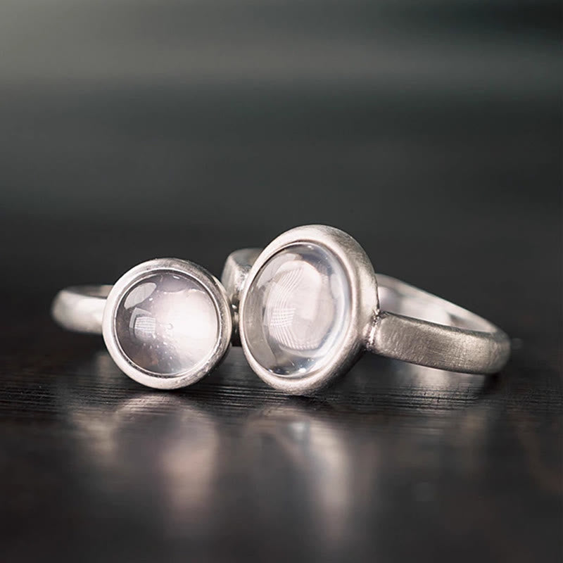 Buddha Stones Natural 925 Sterling Silver Pink Crystal Adjustable Warmth Ring - A Style(About 9*11mm) - image 0