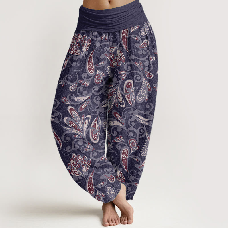 Buddha Stones Pure Cotton Casual Flower Petals Design Women's Elastic Waist Harem Pants - MediumPurple - US22，UK/AU26，EU54 (6XL) - image 8