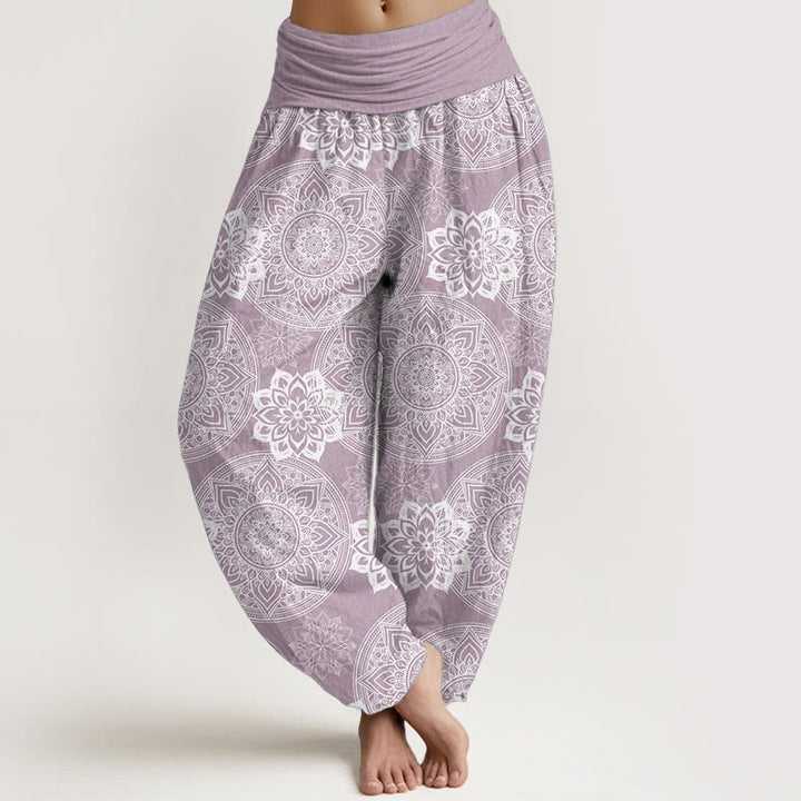 Buddha Stones Pure Cotton Casual Round Mandala Flower Design Women's Elastic Waist Harem Pants - Thistle - US22，UK/AU26，EU54 (6XL) - image 5