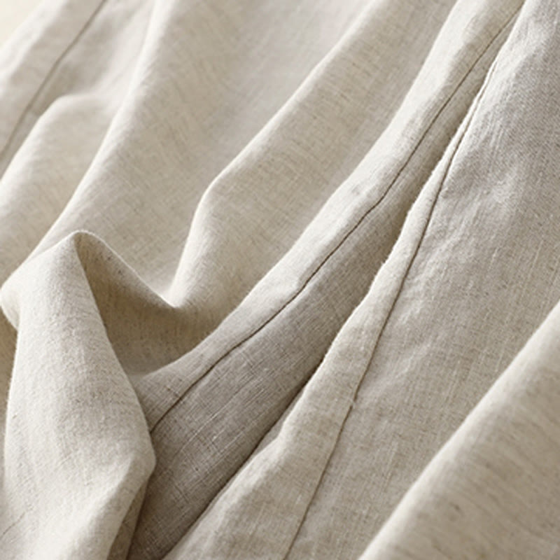 Buddha Stones Spring Casual Solid Color Drawstring Design  Women's Cotton Linen 7-8 Length Wide Leg Pants With Pockets - image 14