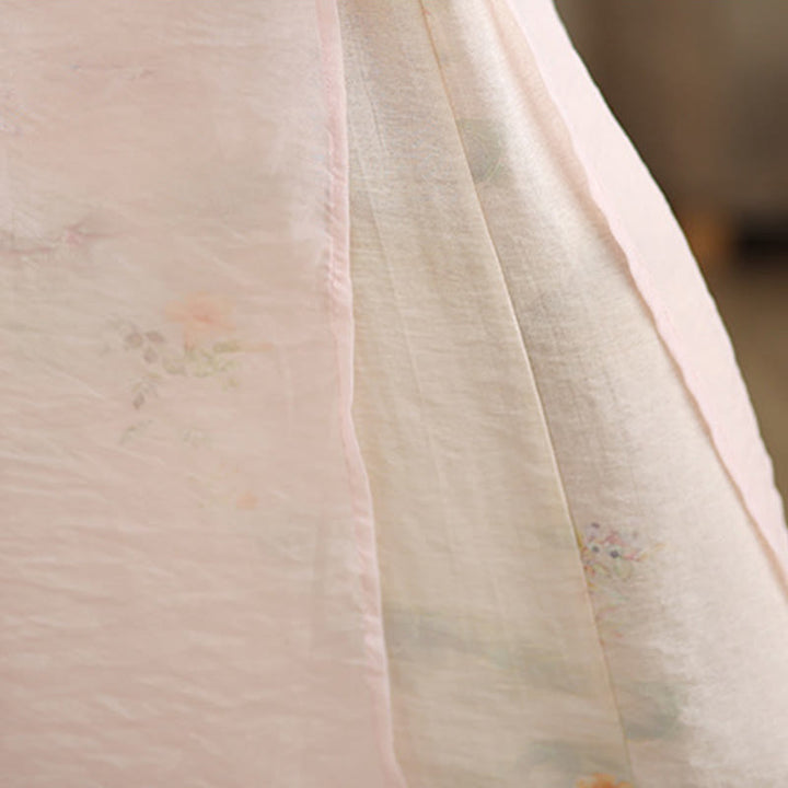 Buddha Stones Spring Vintage Printing Plant Pattern Double Layer Design Women's Cotton Wide Leg Pants With Pockets - image 26