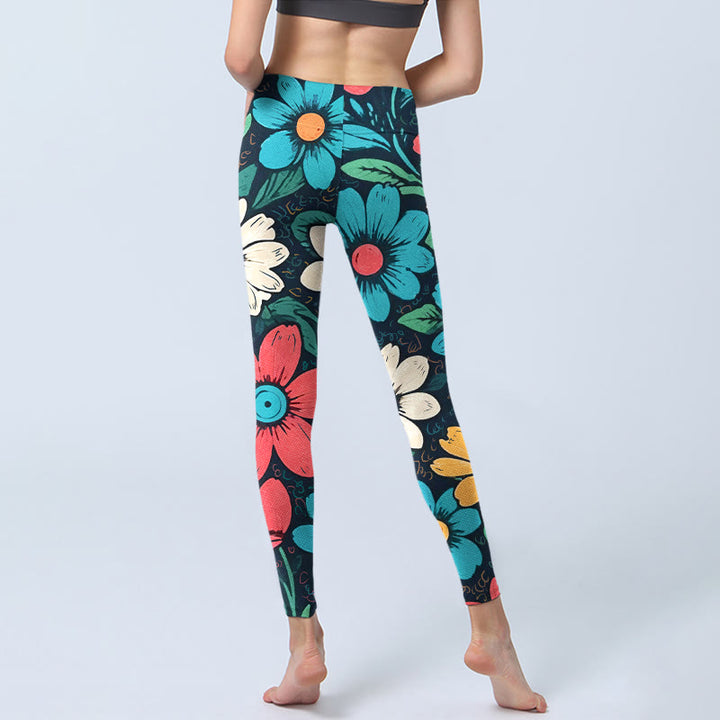 Buddha Stones Colorful Flower Pattern Print Gym Leggings Women's Yoga Pants - image 7