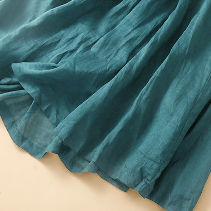 Buddha Stones Plain Lace Up Elastic Waist Cotton Women's Skirt With Pockets - image 9