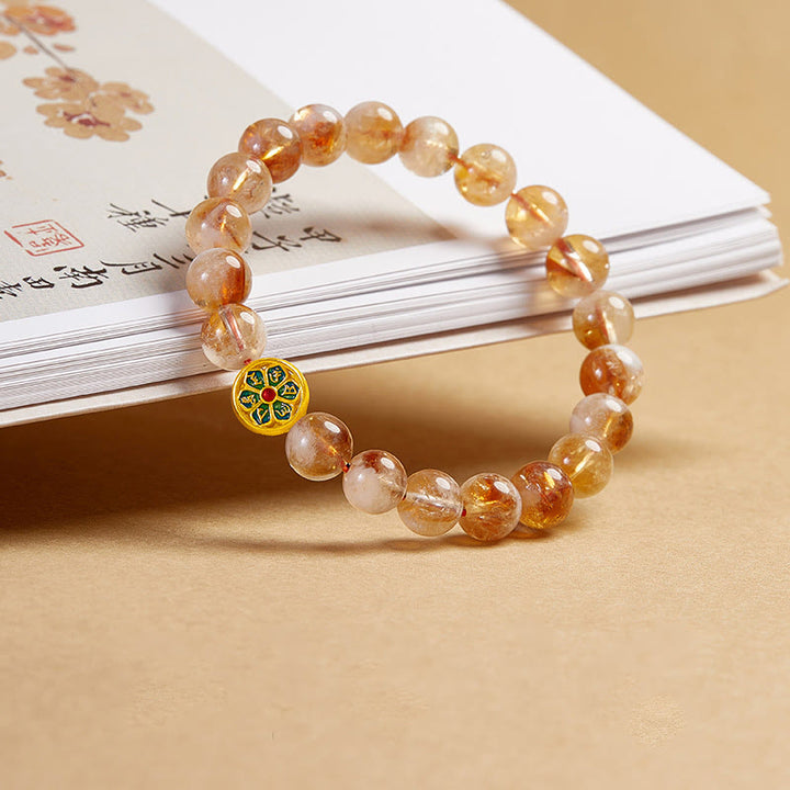 Buddha Stones 999 Sterling Silver Citrine Om Mani Padme Hum Protection Bracelet - image 1