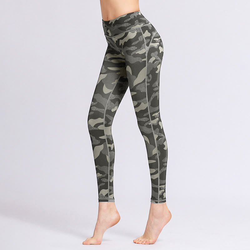 Buddha Stones Camo Print Sports Fitness Yoga High Waist Leggings Women's Yoga Pants - Black - US8-10，UK/AU12-14，EU40-42 (XL) - image 1