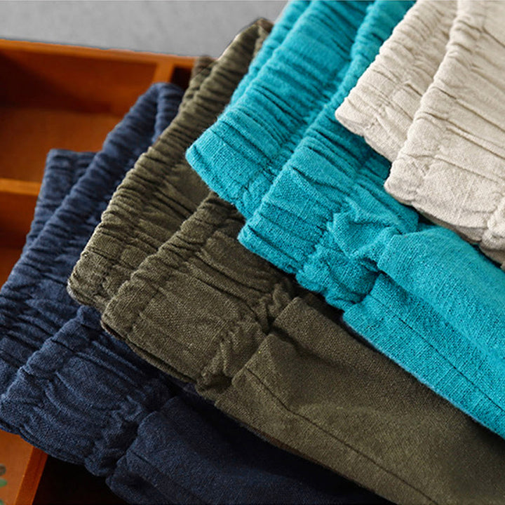 Buddha Stones Casual Plain 7-8 Length Women's Cotton Linen Harem Pants With Pockets - image 34