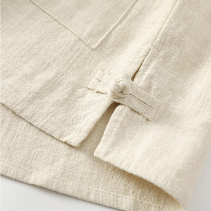 Buddha Stones Men's Button Ramie Linen Cotton Fleece Lined Jacket Shirt With Pockets - image 4