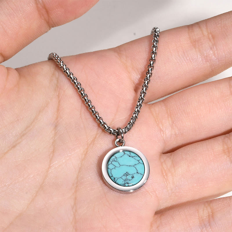 Buddha Stones Natural Stone Turquoise Tiger Eye  Lazurite Lapis Lazuli Malachite Titanium Steel Purification Necklace Pendant - image 14