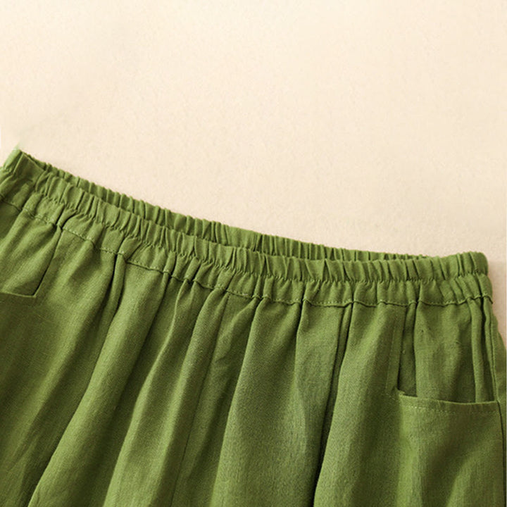 Buddha Stones Summer Commute Pure Color Women's Cotton Ankle-Length Pants With Pockets - image 15