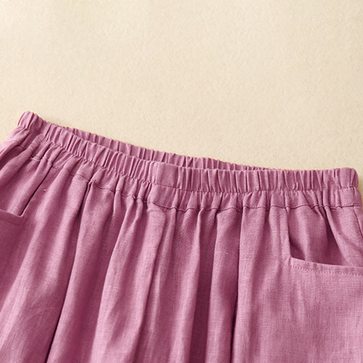 Buddha Stones Summer Commute Pure Color Women's Cotton Ankle-Length Pants With Pockets - image 2