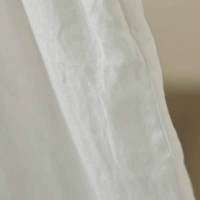 Buddha Stones Commute Retro Plain Lace Patchwork Design 7-8 Length Women's Wide Leg Cotton Pants With Pockets - image 21