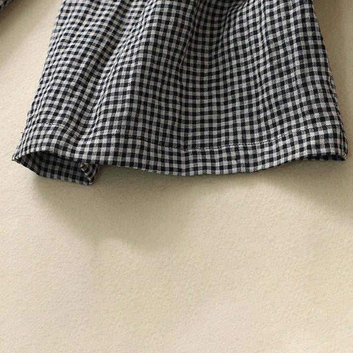 Buddha Stones Commute Casual Checkered Pattern 7-8 Length Women's Wide Leg Cotton Linen Pants With Pockets - image 12