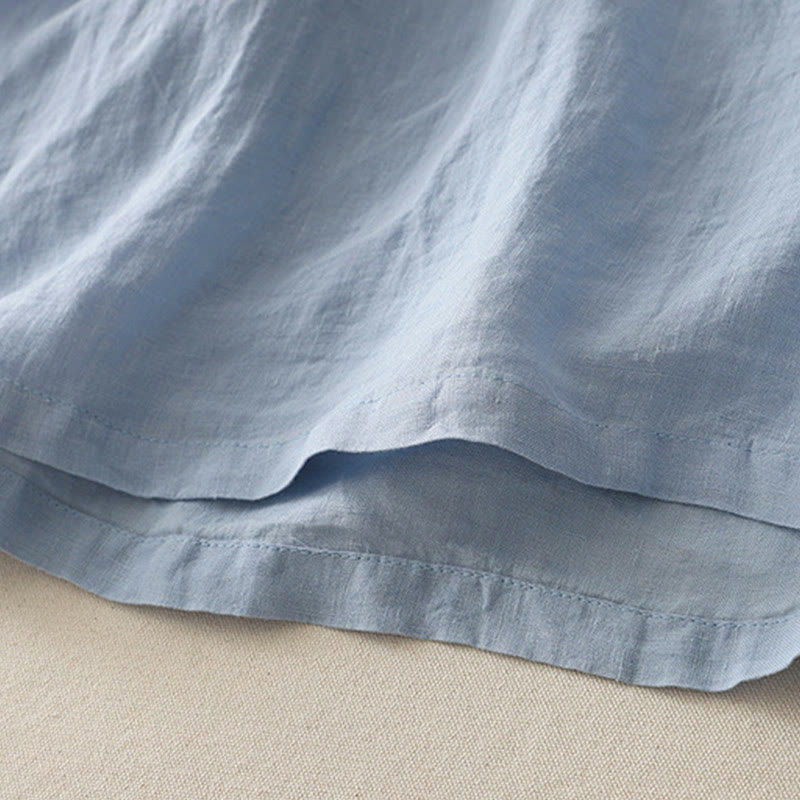 Buddha Stones Plain Threaded Crew Neck Design Women's Polyester Short Sleeves Shirt - image 3