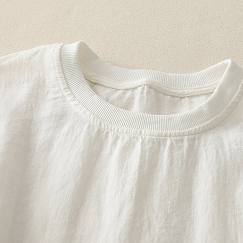 Buddha Stones Plain Threaded Crew Neck Design Women's Polyester Short Sleeves Shirt - image 5