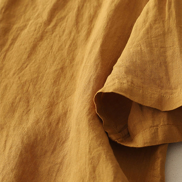 Buddha Stones Plain Threaded Crew Neck Design Women's Polyester Short Sleeves Shirt - image 14