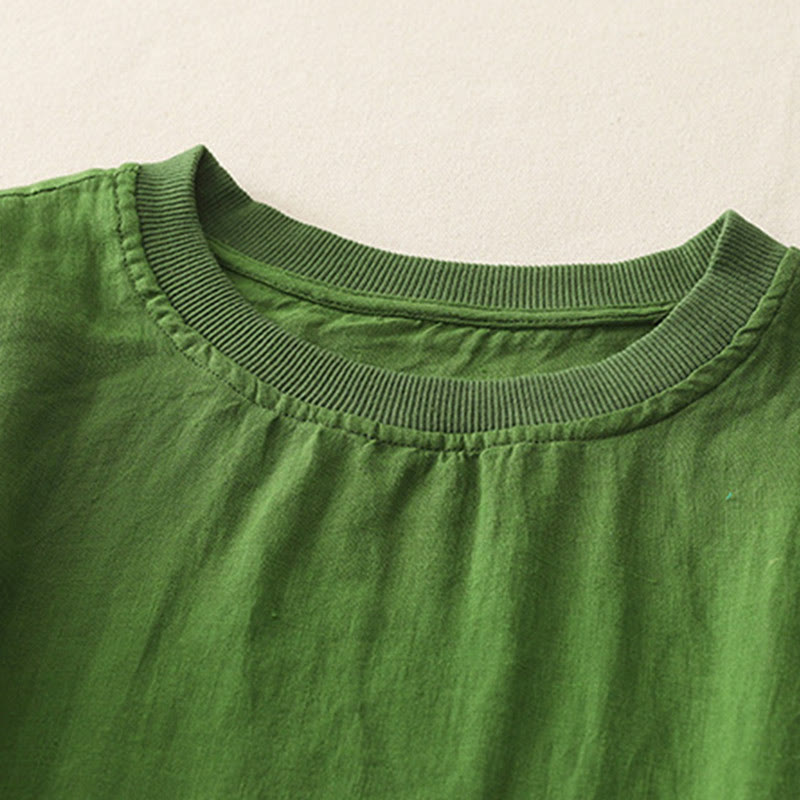 Buddha Stones Plain Threaded Crew Neck Design Women's Polyester Short Sleeves Shirt - image 17