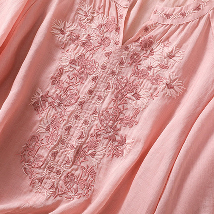 Buddha Stones Embroiderd Design Women's Cotton Linen Three Quarter Sleeve Shirt  - image 31