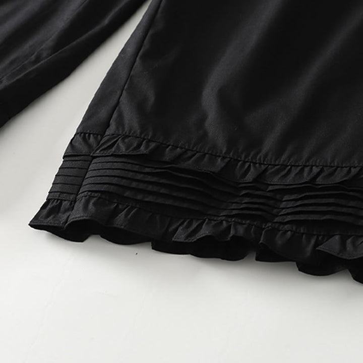 Buddha Stones Artistic Commute Pure Color Ruffled Hem Design Women's Cotton Linen Pants With Pockets - image 12