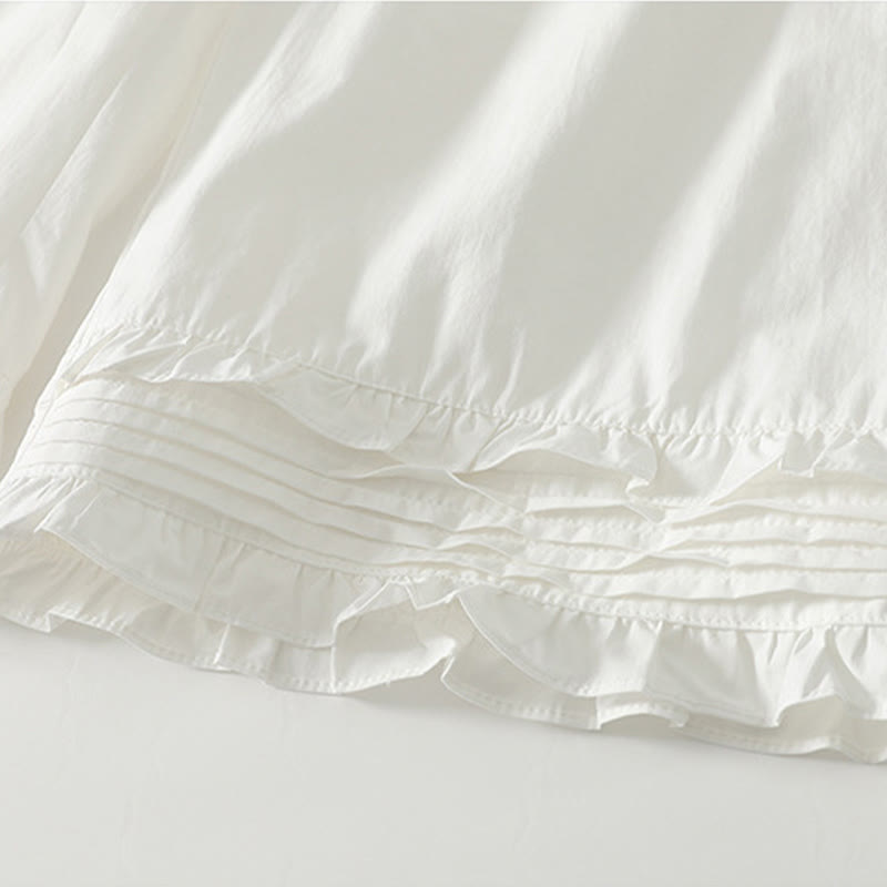 Buddha Stones Artistic Commute Pure Color Ruffled Hem Design Women's Cotton Linen Pants With Pockets - image 6