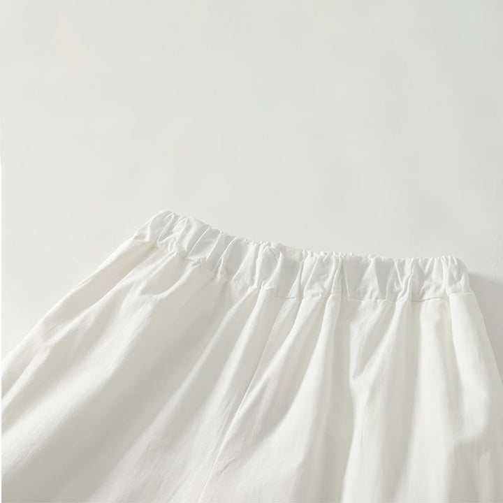 Buddha Stones Artistic Commute Pure Color Ruffled Hem Design Women's Cotton Linen Pants With Pockets - image 1