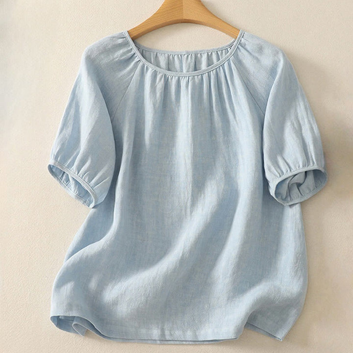 Buddha Stones Casual Summer Plain Crew Neck Cotton Women's Short Sleeve T-Shirt - LightSkyBlue - US14，UK/AU18，EU46 (2XL) - image 0