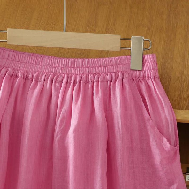 Buddha Stones Commute Pure Color Simple Design Women's Ankle-Length Harem Pants With Pockets - image 17