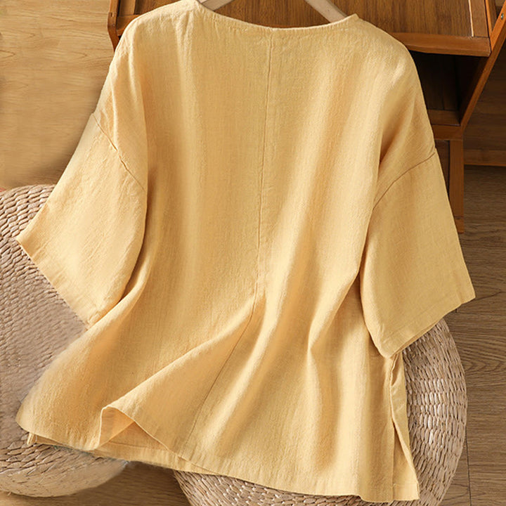 Buddha Stones Casual Summer Plain Crew Neck Women's  Cotton Short Sleeve T-Shirt - image 9